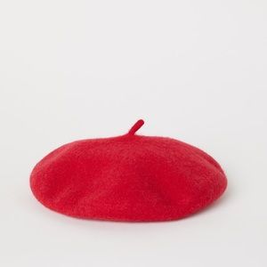 Red H&M Felted wool beret